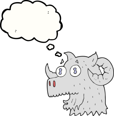 Bir insan tarafından çizilmiş serbest çizim baloncuk çizgi film koçu kafası