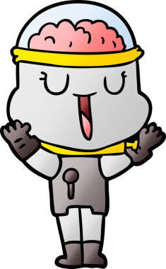 Bir insan tarafından çizilmiş mutlu çizgi film robotu