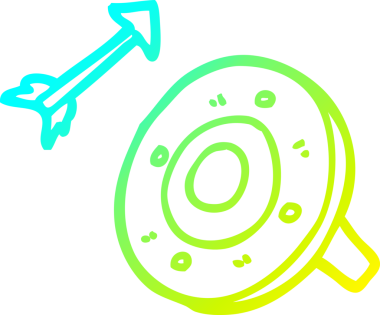 Bir çizgi film kalkanı ve bir insan tarafından çizilmiş bir ok.