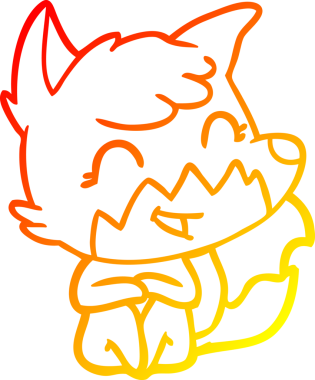 Bir insan tarafından çizilmiş mutlu bir tilkinin sıcak çizgi çizimi