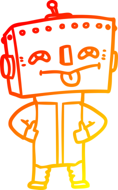 Bir insan tarafından çizilen çizgi film robotunun sıcak çizgi çizimi