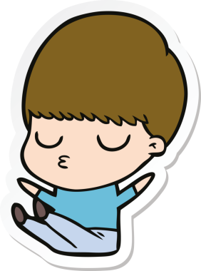 Bir insan tarafından çizilmiş sakin bir çocuğun çıkartması.