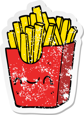 Bir insan tarafından çizilmiş kutunun içindeki çizgi film kızartıcısının sıkıntılı çıkartması.