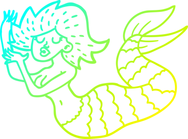 Bir insan tarafından çizilmiş bir karikatür kadın denizkızı çizimi