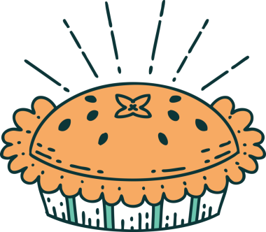 Geleneksel dövme stili. Bir insan tarafından çizilmiş harika bir turta.