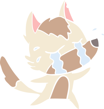 Bir insan tarafından çizilmiş düz renkli ağlayan kurt resmi.