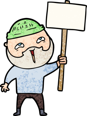 Bir insan tarafından çizilmiş mutlu sakallı bir adam.