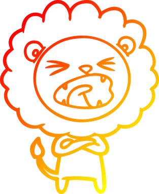 Bir insan tarafından çizilmiş karikatür aslanının sıcak çizgi çizimi