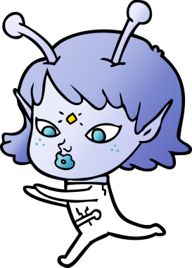 Bir insan tarafından çizilmiş güzel uzaylı kız.