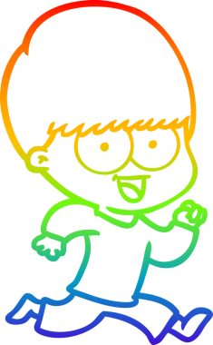 gökkuşağı gradyanı çizimi bir insan tarafından çizilmiş mutlu bir çizgi film çocuğu