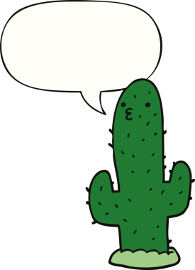 bir insan tarafından çizilmiş konuşma baloncuklu çizgi film kaktüsü.