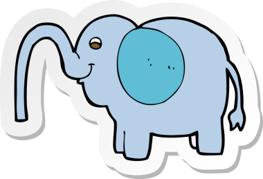 Bir insan tarafından çizilmiş su fışkırtan bir filin çıkartması.