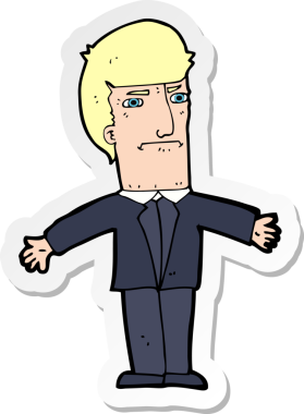 Bir insan tarafından çizilmiş kızgın bir karikatür etiketi.