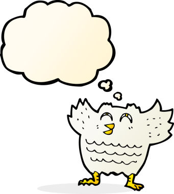 Bir insan tarafından çizilmiş düşünce baloncuklu kara kuş.