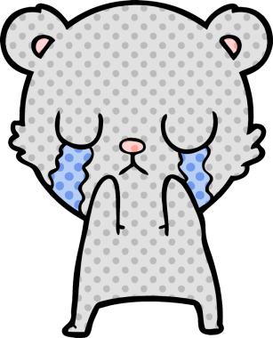 Bir insan tarafından çizilmiş ağlayan ayı karikatürü.