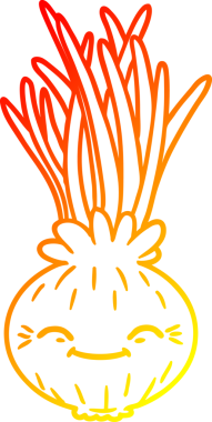 Bir insan tarafından çizilmiş karikatür soğanın sıcak gradyan çizimi