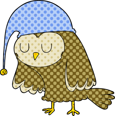 Bir insan tarafından çizilen çizgi film baykuşu.