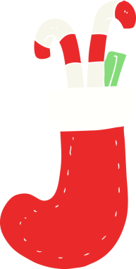 Bir insan tarafından çizilmiş noel çorabının düz renk çizimi