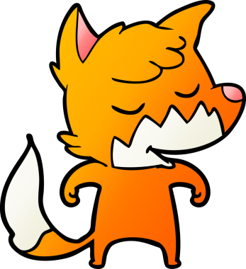 Bir insan tarafından çizilmiş dost canlısı çizgi film tilkisi