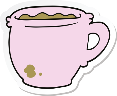 Bir insan tarafından çizilmiş sıcak kahve etiketi.