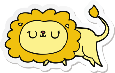 Bir insan tarafından çizilmiş karikatür aslanının çıkartması.