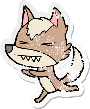 Bir insan tarafından çizilmiş kızgın bir kurdun sıkıntılı çıkartması.