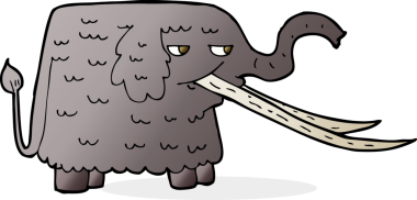 Bir insan tarafından çizilmiş tüylü mamut çizgi filmi.