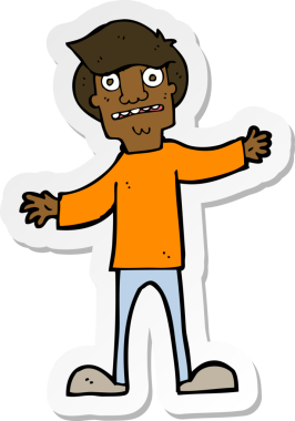 Bir insan tarafından çizilmiş bir karikatür çıkartması.