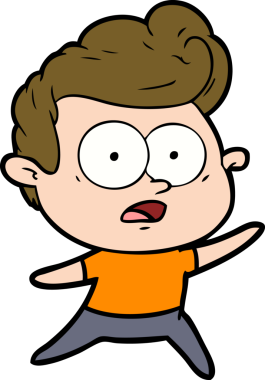 Bir insan tarafından çizilmiş çizgi film bakışlı adam.