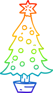 gökkuşağı gradyan çizgisi bir insan tarafından çizilmiş bir karikatür noel ağacı