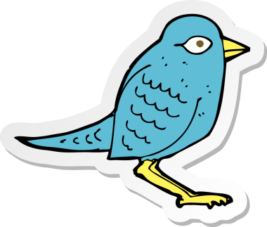 Bir insan tarafından çizilmiş karikatür bahçe kuşu çıkartması.