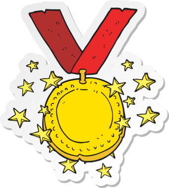 Bir insan tarafından çizilmiş parlak altın madalyanın çıkartması.