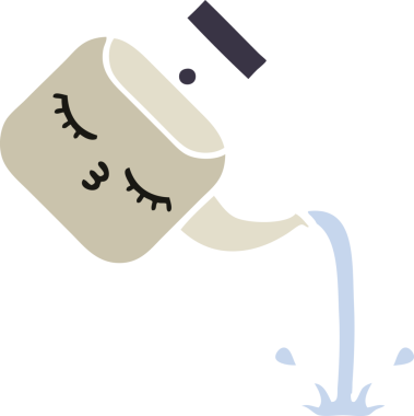 Bir insan tarafından çizilmiş bir çaydanlığın düz renkli retro karikatürü