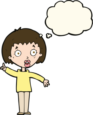 Çizgi filmdeki kadın bir insan tarafından çizilmiş düşünce balonuyla anlatmak istediği şeyi anlatıyor.