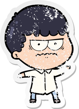 Bir insan tarafından çizilmiş sıkıntılı bir karikatür çıkartması.