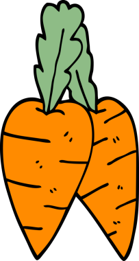 Bir insan tarafından çizilmiş karalama havuçları.