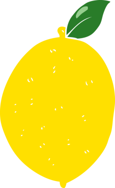 Bir insan tarafından çizilmiş limon düz renk çizimi