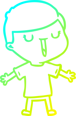 Bir çizgi film karakteri çizen soğuk çizgi bir insan tarafından çizilmiş mutlu çocuk.