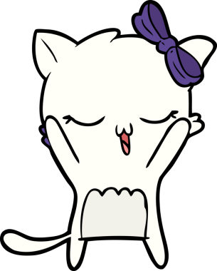 Bir insan tarafından çizilmiş kafasında yay olan çizgi film kedisi.