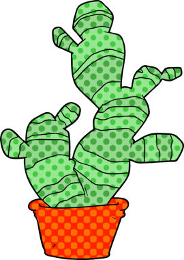 bir insan tarafından çizilmiş karikatür kaktüsü