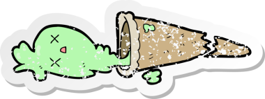 Bir insan tarafından çizilmiş karikatür dondurmasının sıkıntılı çıkartması.