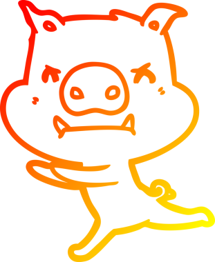 Bir insan tarafından çizilmiş kızgın çizgi film domuzu çizimi.