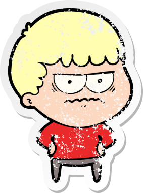 Bir insan tarafından çizilmiş sıkıntılı bir karikatür çıkartması.