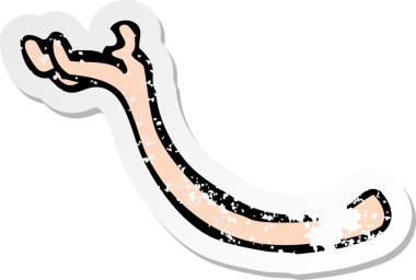 Bir insan tarafından çizilmiş bir karikatür kolunun gerilimli çıkartması.