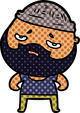 Bir insan tarafından çizilmiş sakallı endişeli bir adam.