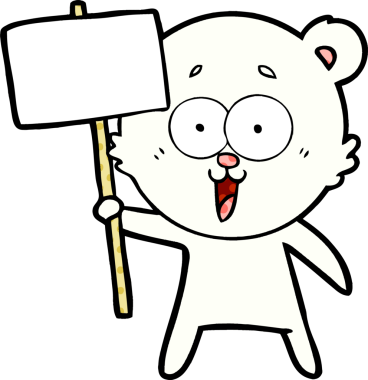 Bir insan tarafından çizilmiş protesto tabelalı kutup ayısı.