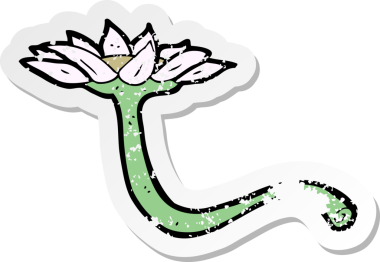 Bir insan tarafından çizilmiş karikatür çiçeğinin gerilmiş yapıştırması.