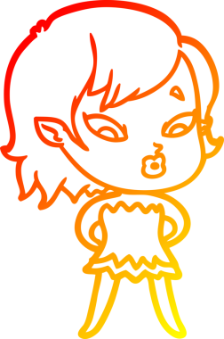 Bir insan tarafından çizilmiş sevimli bir vampir kız çizgi çizimi.