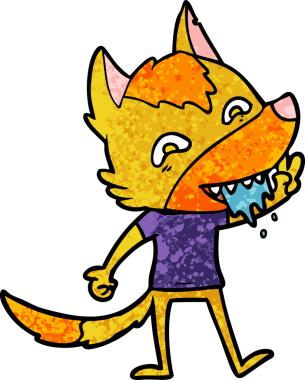 Aç tilki çizgi film karakteri bir insan tarafından çizilmiş.