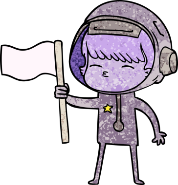 Bir insan tarafından çizilmiş meraklı astronot çizgi filmi.